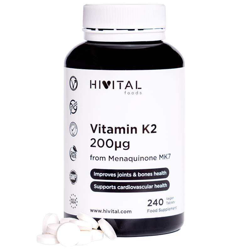 ▷ Vitamina K2 MK7 200 Mcg | 240 Comprimidos Veganos